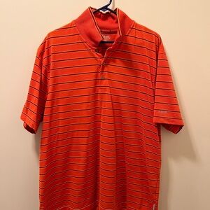 Izod Men's Orange Striped Polo Shirt